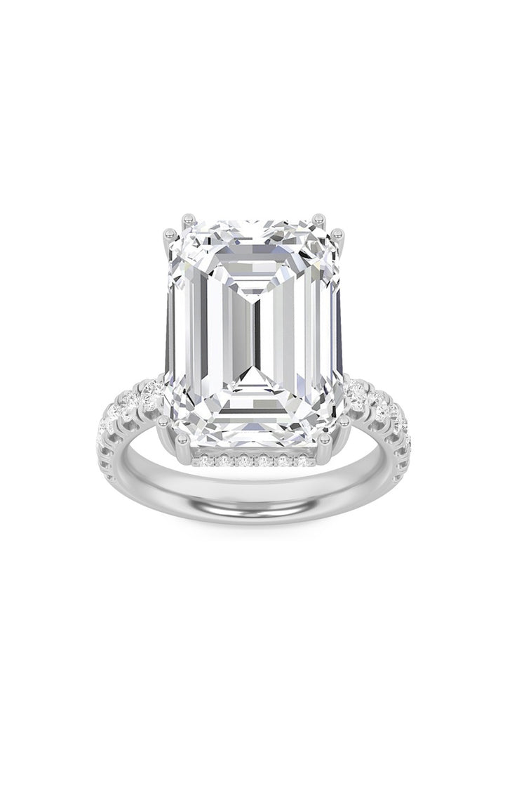 10.25CTW Emerald Shaped Lab Grown Diamond (G/VS) Bold Statement Accented Ring in 14K Gold