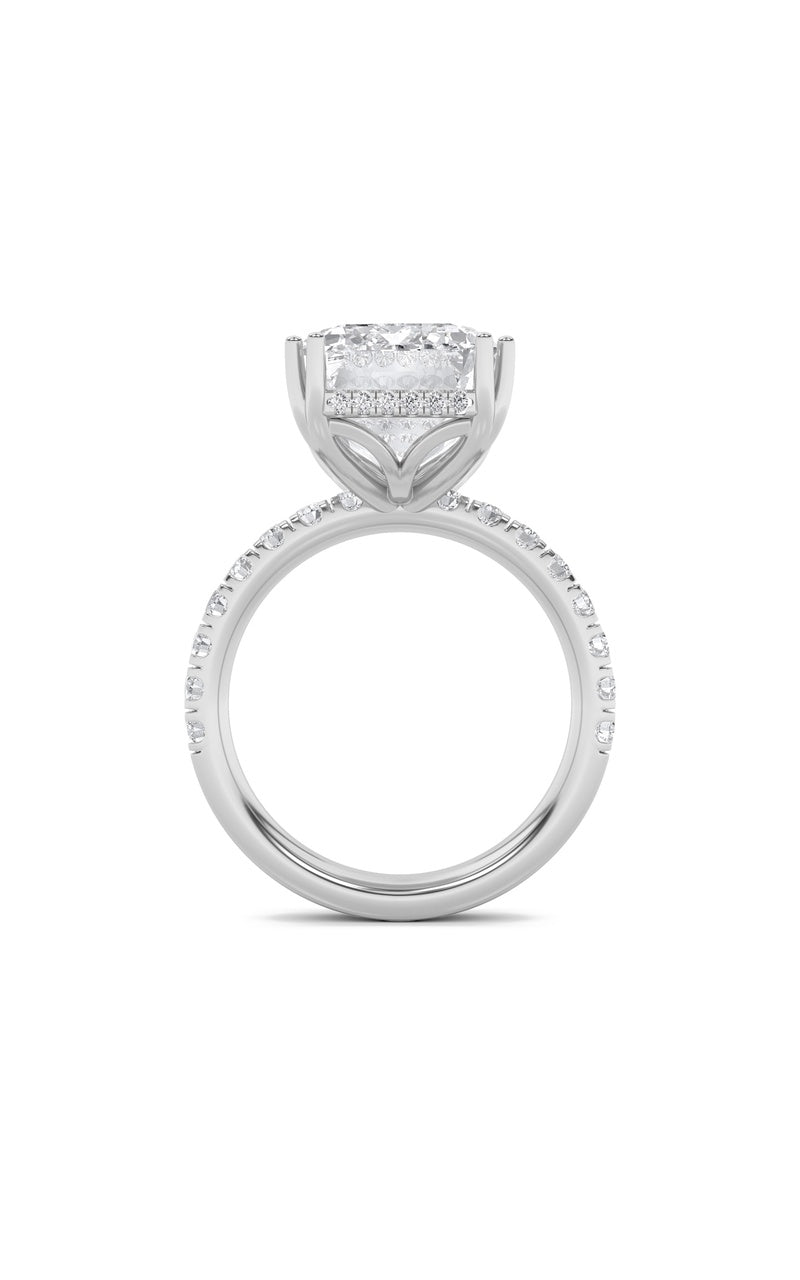 10.25CTW Emerald Shaped Lab Grown Diamond (G/VS) Bold Statement Accented Ring in 14K Gold