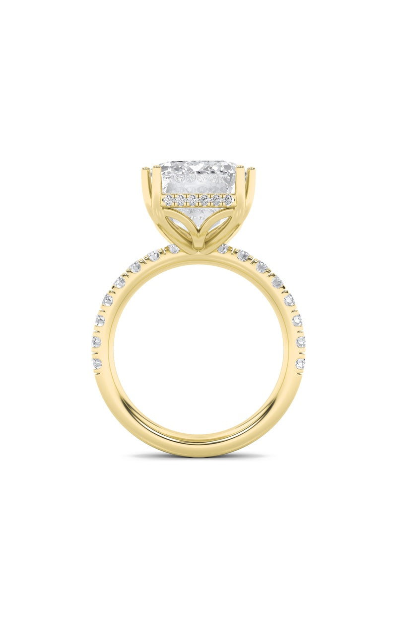 10.25Cttw Emerald Shaped Lab Grown Diamond (G/VS)Bold Statement Accented Ring in 14K Gold