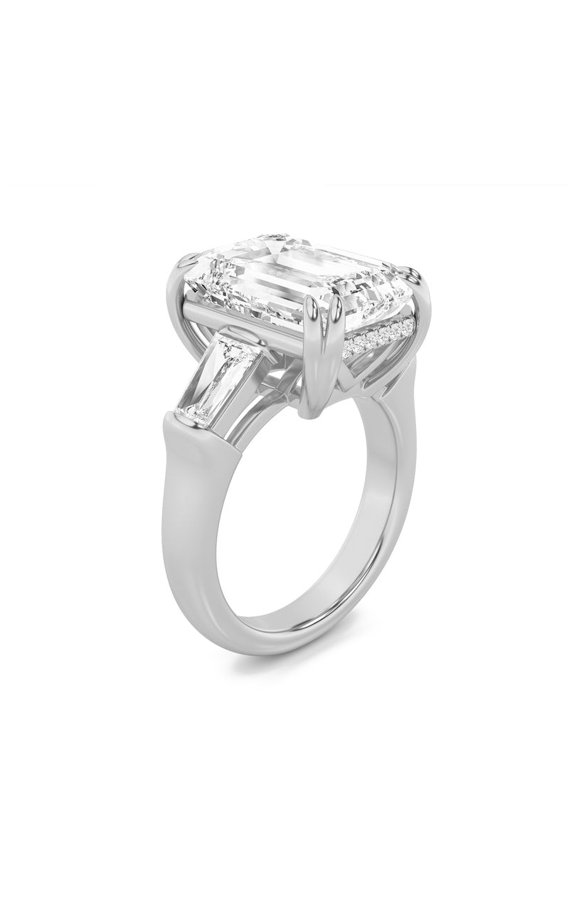 9Cttw Emerald Shaped Lab Grown Diamond (F/VS) BoldStatement Accented Ring in 14K Gold