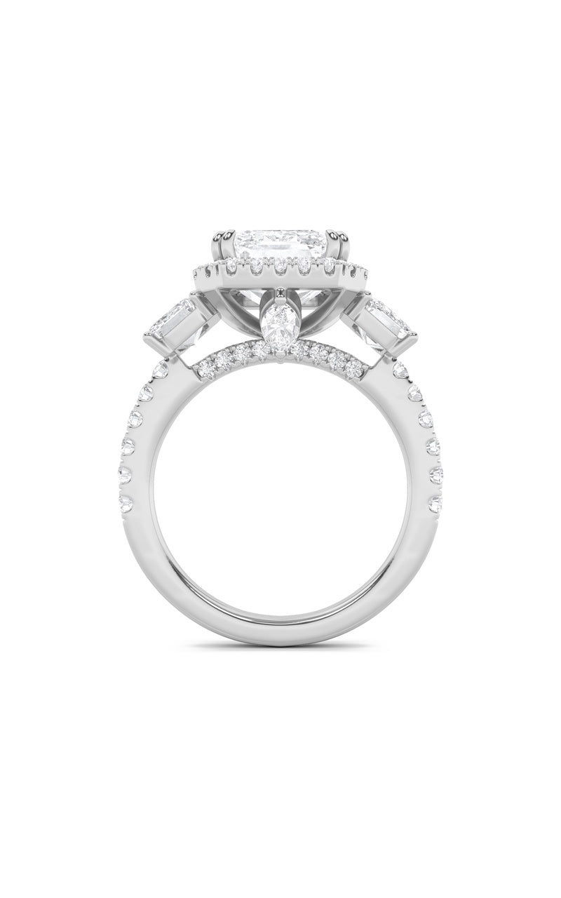7Cttw Emerald Shaped Lab Grown Diamond (F/VS) BoldAccented Engagement Ring in 14K Gold