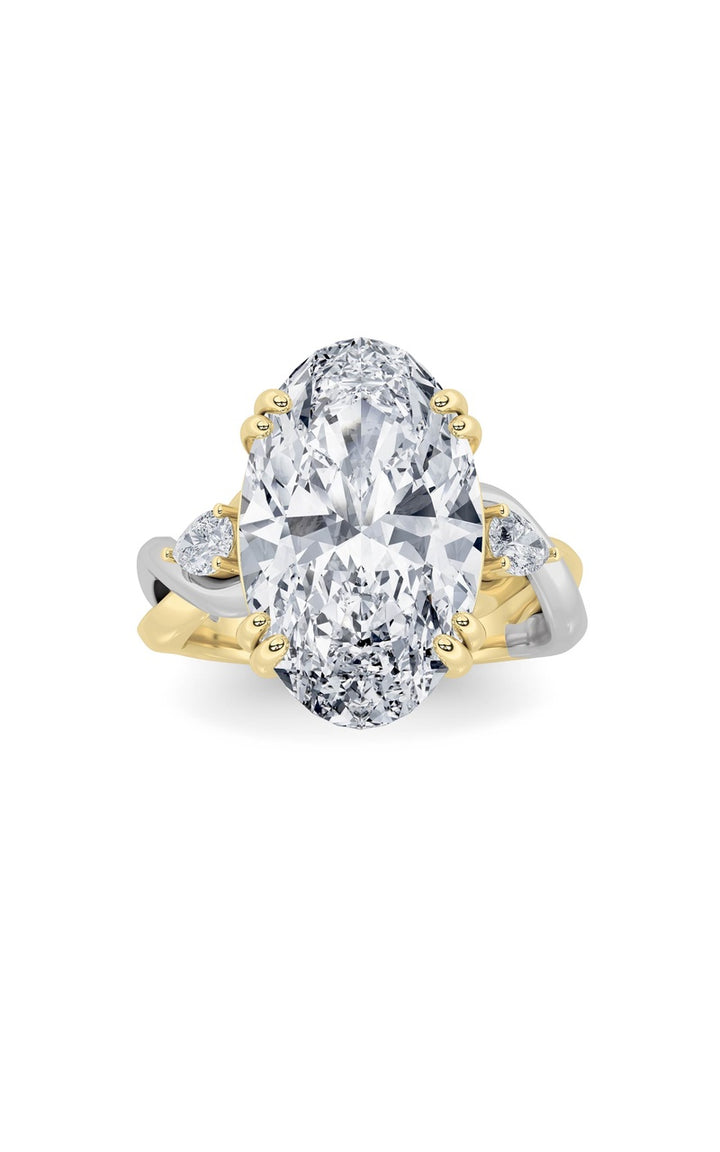 6.25Cttw Oval Shaped Lab Grown Diamond (F/VS) BoldAccented Engagement Ring in 14K Gold