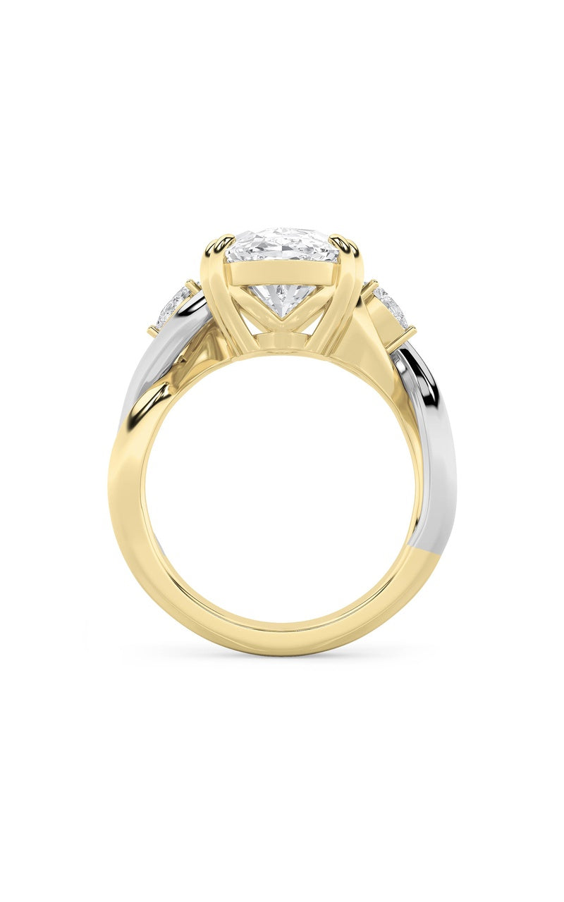 6.25CTW Oval Shaped Lab Grown Diamond (F/VS) Bold Accented Engagement Ring in 14K Gold