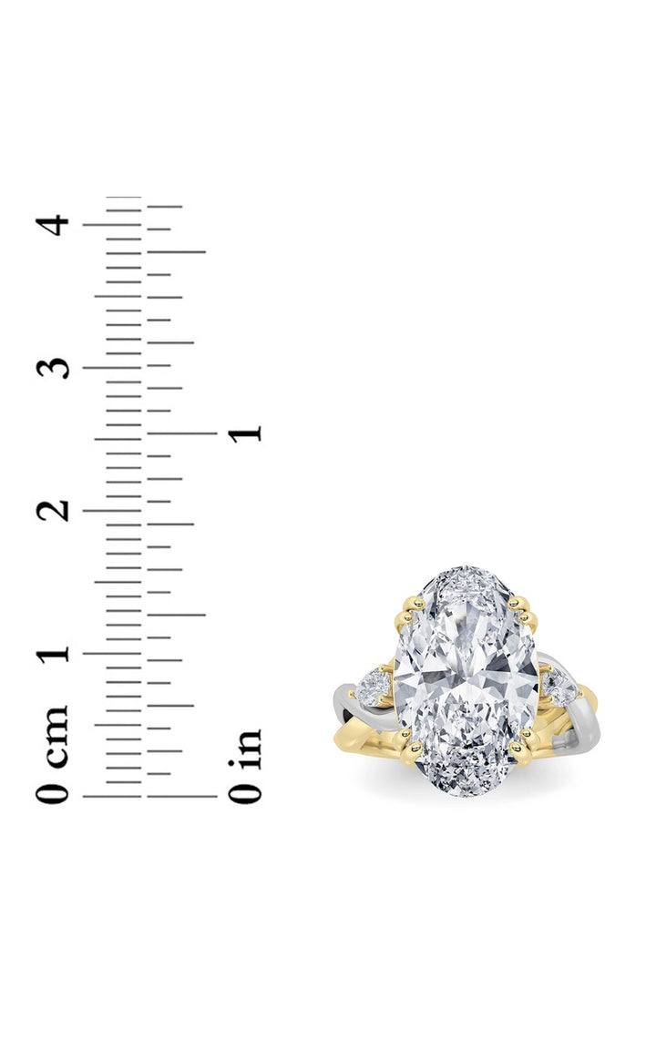 6.25Cttw Oval Shaped Lab Grown Diamond (F/VS) BoldAccented Engagement Ring in 14K Gold