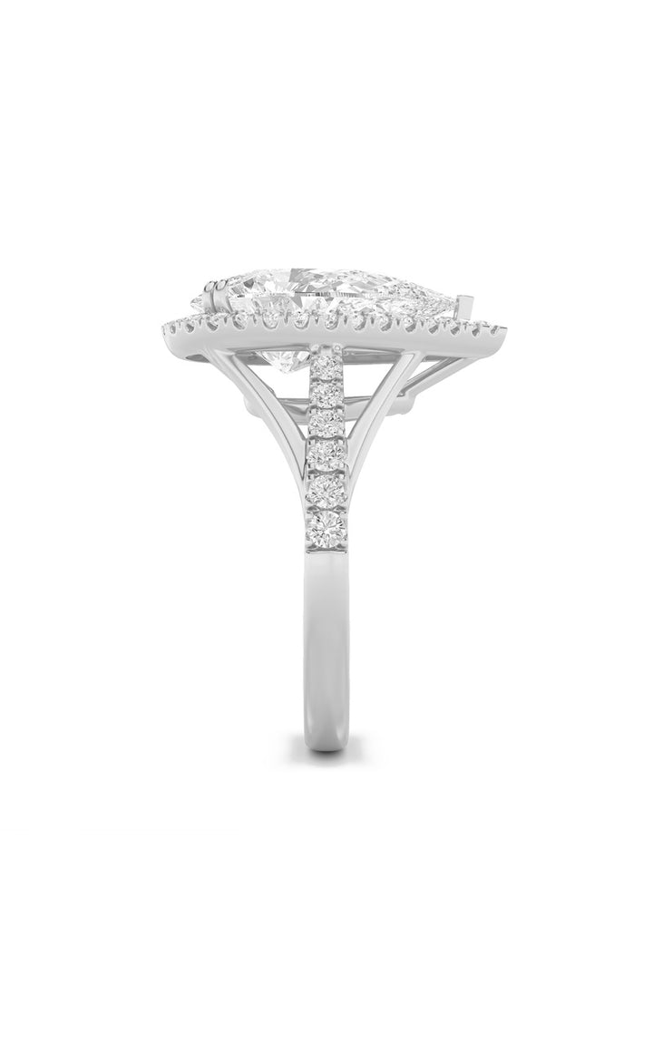 6CTW Pear Shaped Lab Grown Diamond (F/VS) Bold Statement Accented  Ring in 14K Gold