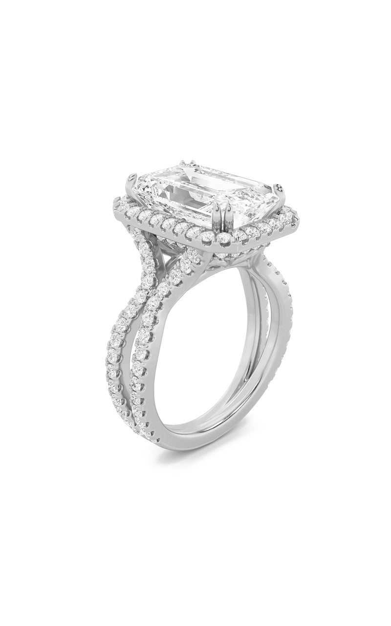 8Cttw Emerald Shaped Lab Grown Diamond (F/VS) BoldStatement Accented Ring in 14K Gold