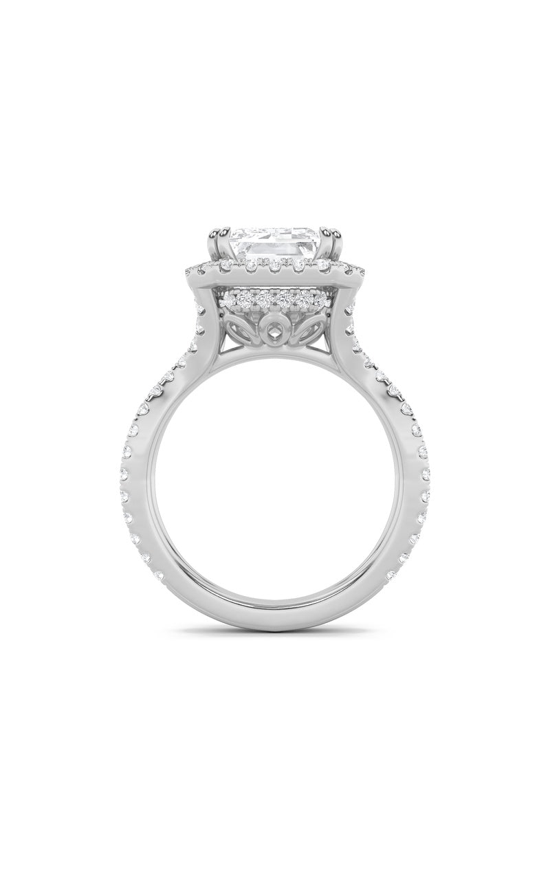8CTW Emerald Shaped Lab Grown Diamond (F/VS) Bold Statement Accented Ring in 14K Gold