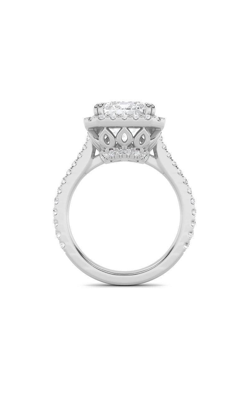 6Cttw Radiant Shaped Lab Grown Diamond (F/VS) BoldAccented Engagement Ring in 14K Gold