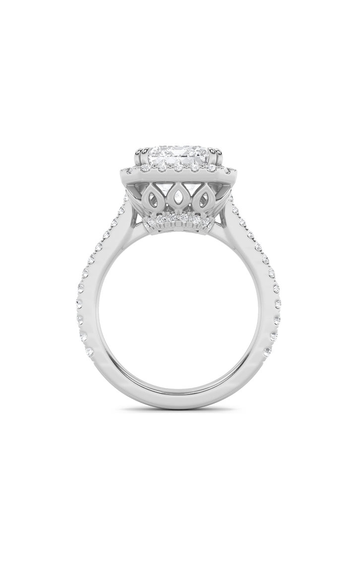 6CTW Radiant Shaped Lab Grown Diamond (F/VS) Bold Accented Engagement Ring in 14K Gold