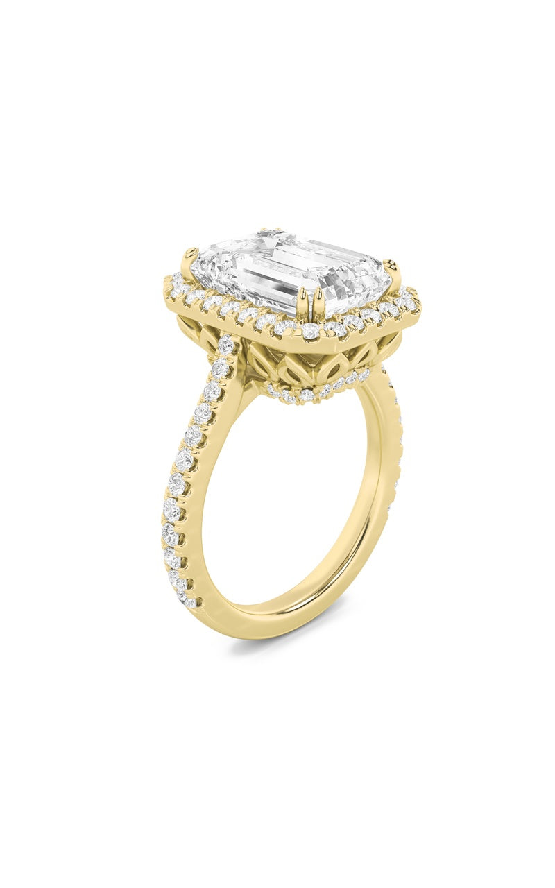 6Cttw Radiant Shaped Lab Grown Diamond (F/VS) BoldAccented Engagement Ring in 14K Gold