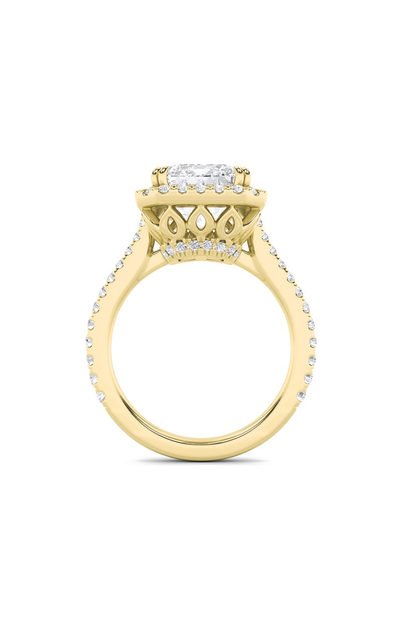 6Cttw Radiant Shaped Lab Grown Diamond (F/VS) BoldAccented Engagement Ring in 14K Gold