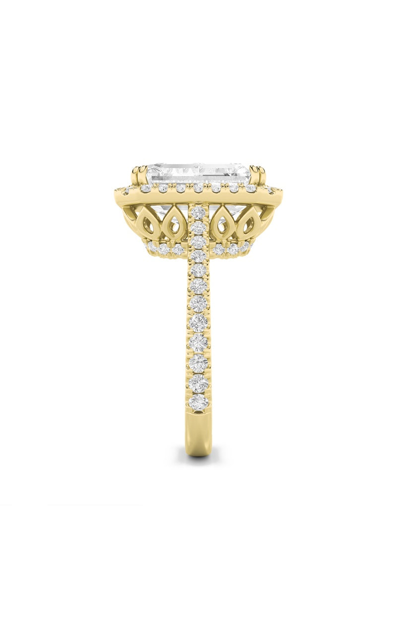 6CTW Radiant Shaped Lab Grown Diamond (F/VS) Bold Accented Engagement Ring in 14K Gold