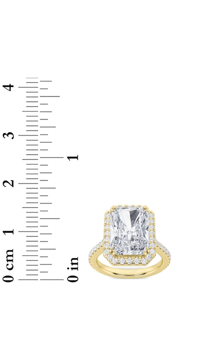 6Cttw Radiant Shaped Lab Grown Diamond (F/VS) BoldAccented Engagement Ring in 14K Gold