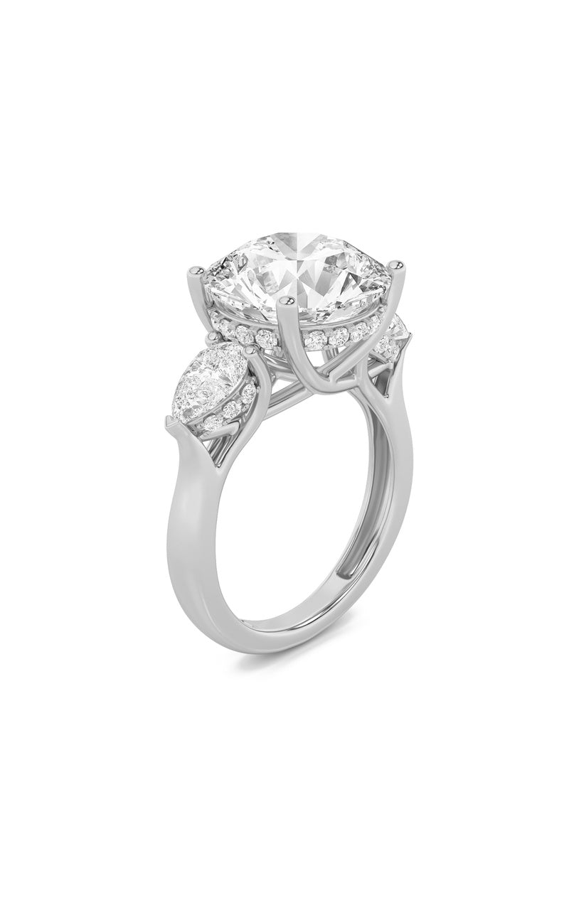 7.25Cttw Round Shaped Lab Grown Diamond (G/VS) Bold Accented Engagement Ring in 14K Gold