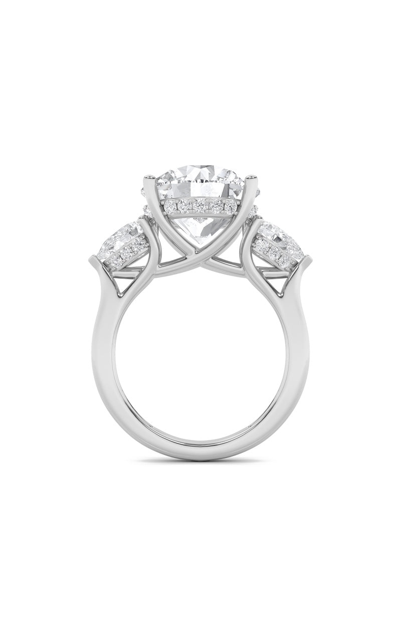 7.25Cttw Round Shaped Lab Grown Diamond (G/VS) Bold Accented Engagement Ring in 14K Gold