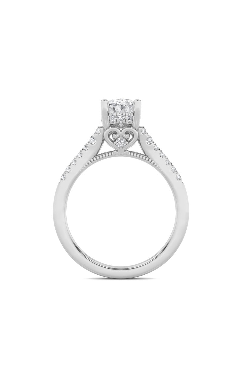 1.5Cttw Oval Shaped Lab Grown Diamond (G/VS) Accented Engagement Ring in 14K White Gold