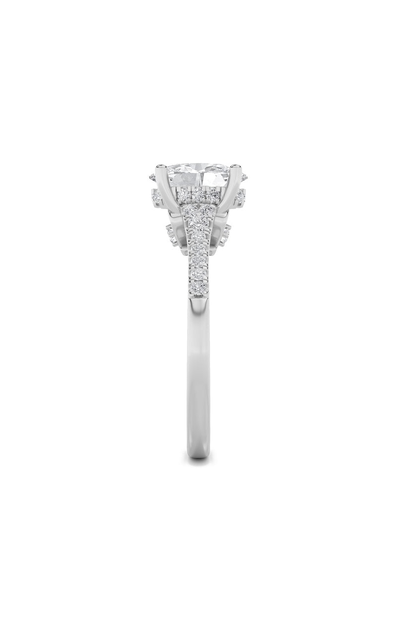 1.5CTW Oval Shaped Lab Grown Diamond (G/VS) Accented Engagement Ring in 14K White Gold