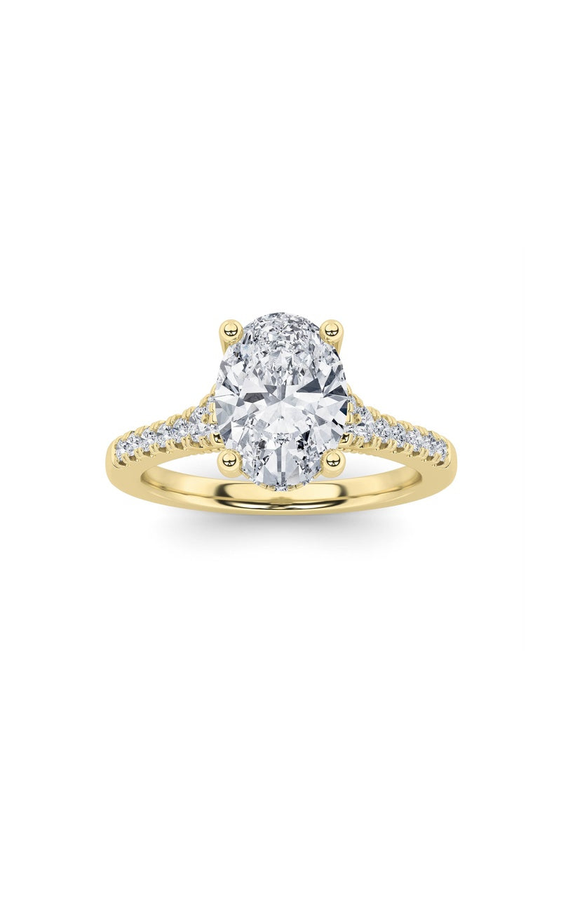 1.5Cttw Oval Shaped Lab Grown Diamond (G/VS) Accented Engagement Ring in 14K White Gold