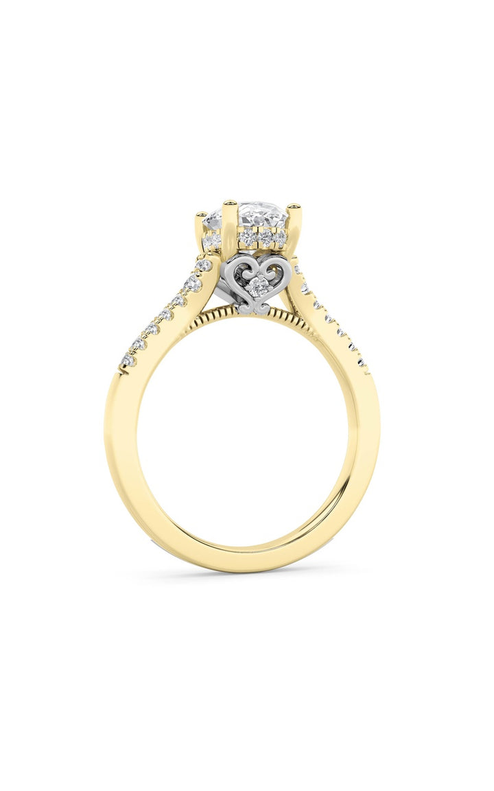 1.5Cttw Oval Shaped Lab Grown Diamond (G/VS) Accented Engagement Ring in 14K White Gold