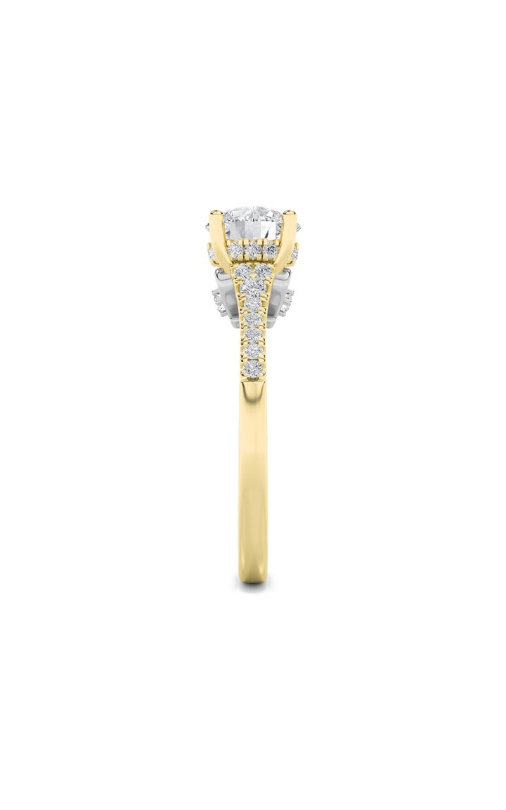 1.5Cttw Round Shaped Lab Grown Diamond (F/VS) Accented Two Tone Engagement Ring in 14K Gold