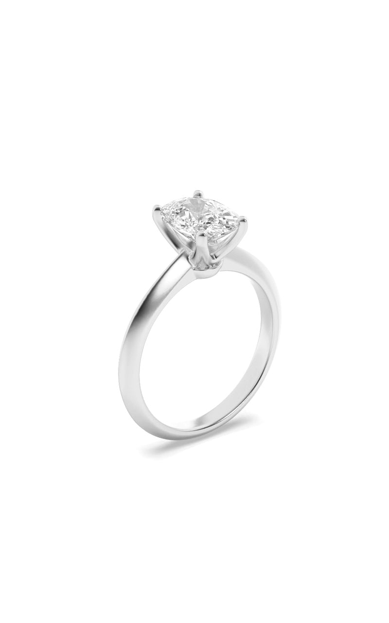 3CTW Elongated Cushion Shaped Lab Grown Diamond (F/VS) Knife Edge Shank Solitaire Engagement Ring in 14K Gold