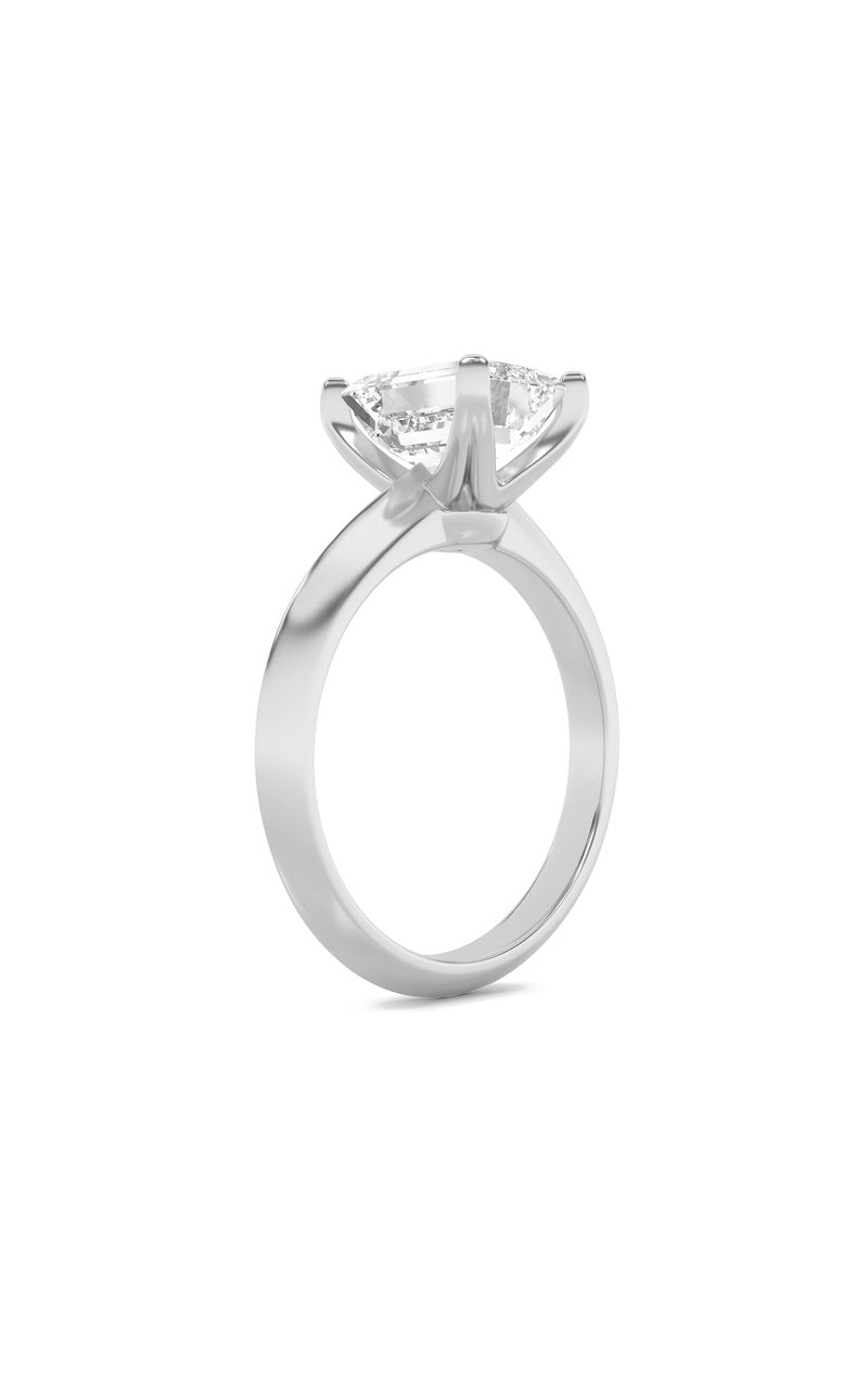 2CTW Emerald Shaped Lab Grown Diamond (F/VS) Knife Edge Shank Solitaire Engagement Ring in 14K Gold