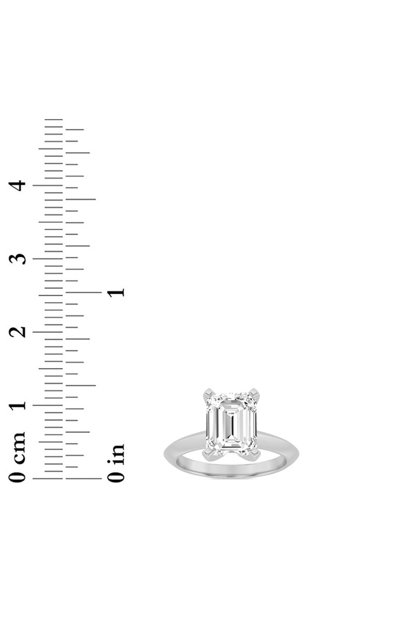 2.5CTW Emerald Shaped Lab Grown Diamond (F/VS) Knife Edge Shank Solitaire Engagement Ring in 14K Gold
