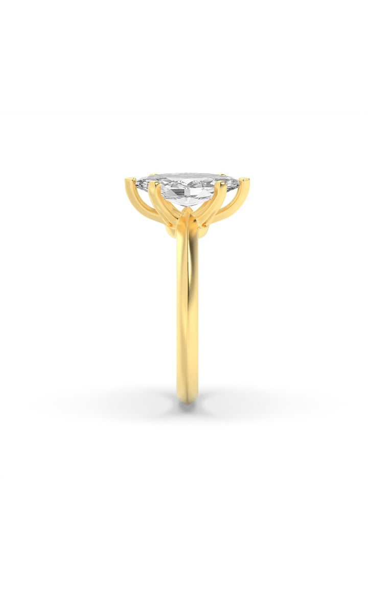 1CTW Marquise Shaped Lab Grown Diamond (F/VS) Knife Edge Shank Solitaire Engagement Ring in 14K Gold