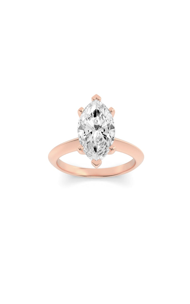 2CTW Marquise Shaped Lab Grown Diamond (G/VS) Knife Edge Shank Solitaire Engagement Ring in 14K Gold