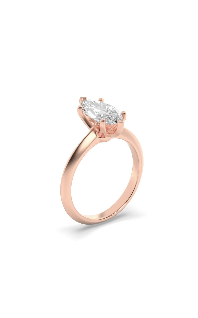 2Cttw Marquise Shaped Lab Grown Diamond (G/VS) Knife Edge Shank Solitaire Engagement Ring in 14K Gold