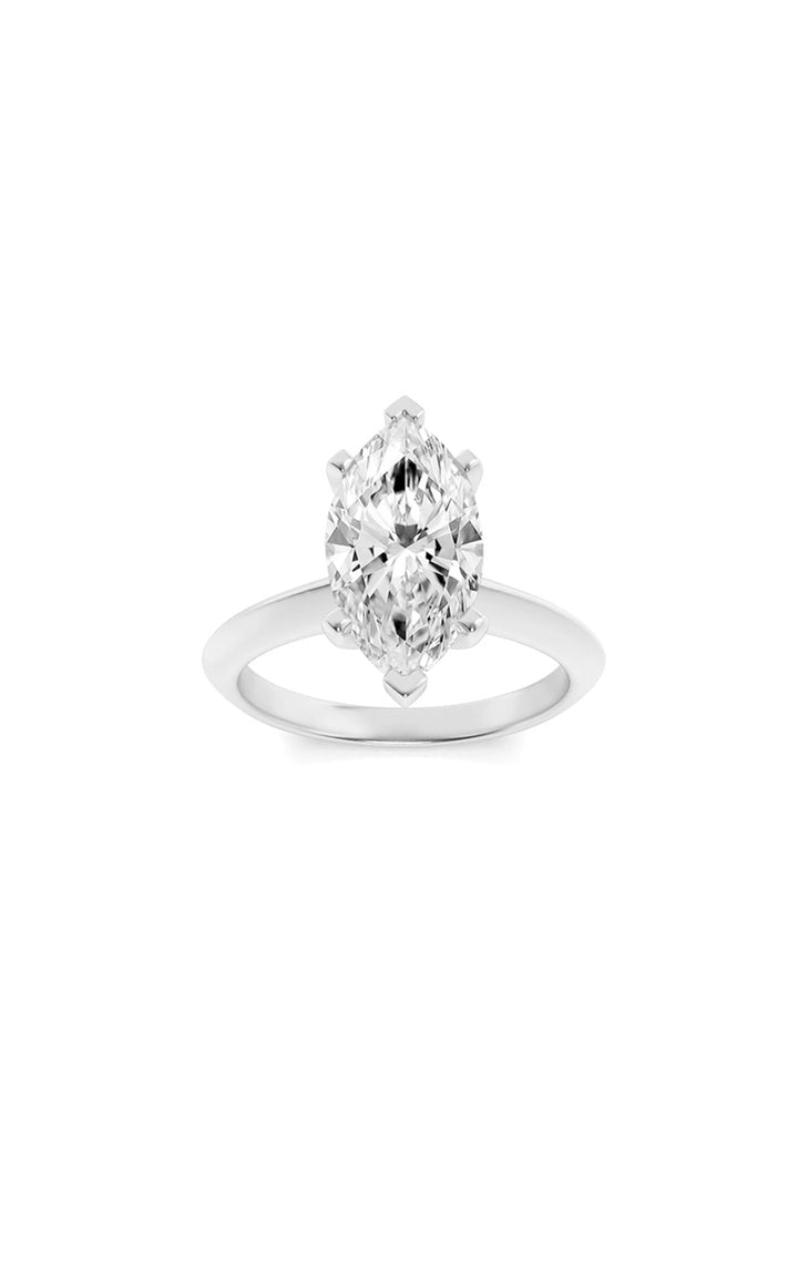 3CTW Marquise Shaped Lab Grown Diamond (F/VS) Knife Edge Shank Solitaire Engagement Ring in 14K Gold