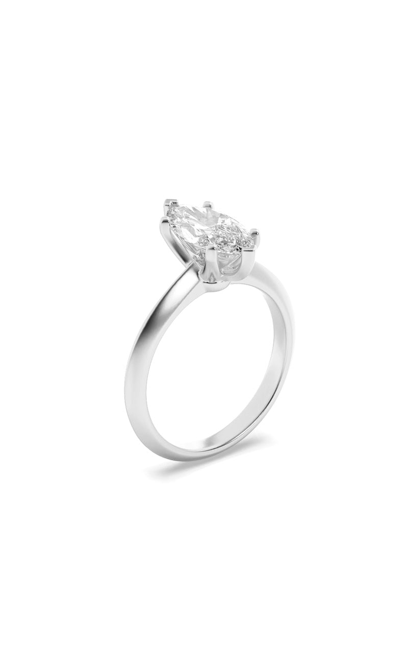 3CTW Marquise Shaped Lab Grown Diamond (F/VS) Knife Edge Shank Solitaire Engagement Ring in 14K Gold