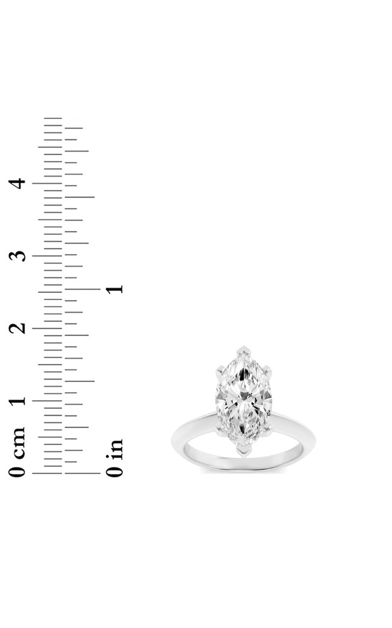3CTW Marquise Shaped Lab Grown Diamond (F/VS) Knife Edge Shank Solitaire Engagement Ring in 14K Gold