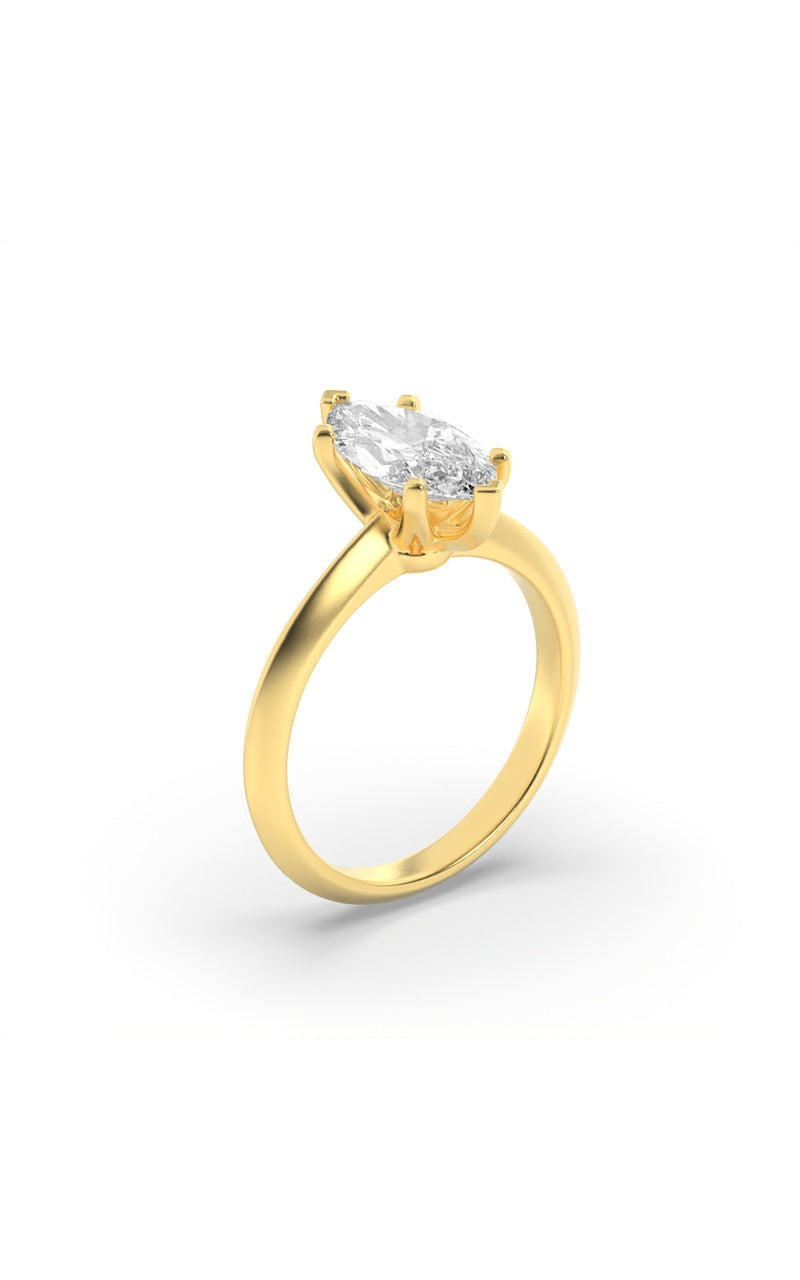 3CTW Marquise Shaped Lab Grown Diamond (F/VS) Knife Edge Shank Solitaire Engagement Ring in 14K Gold