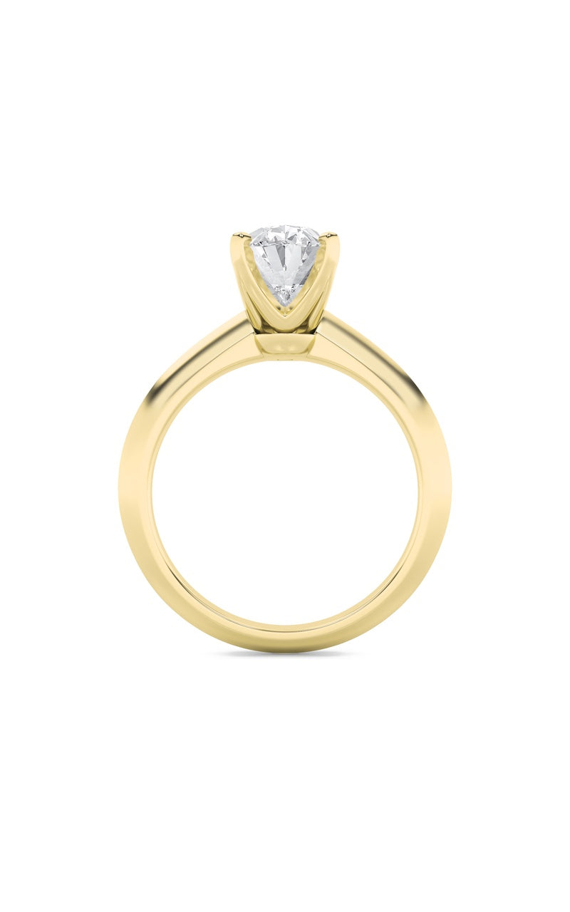2CTW Oval Shaped Lab Grown Diamond (F/VS) Knife Edge Shank Solitaire Engagement Ring in 14K Gold