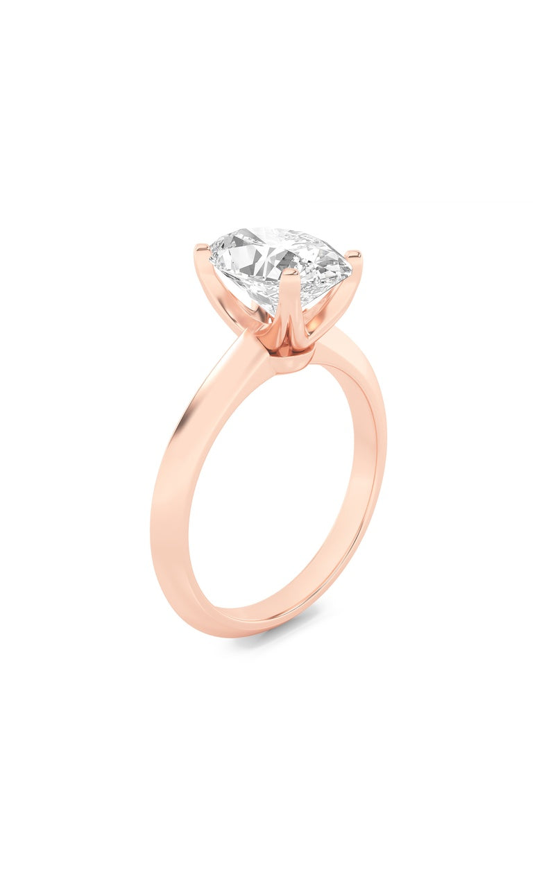 2CTW Oval Shaped Lab Grown Diamond (F/VS) Knife Edge Shank Solitaire Engagement Ring in 14K Gold