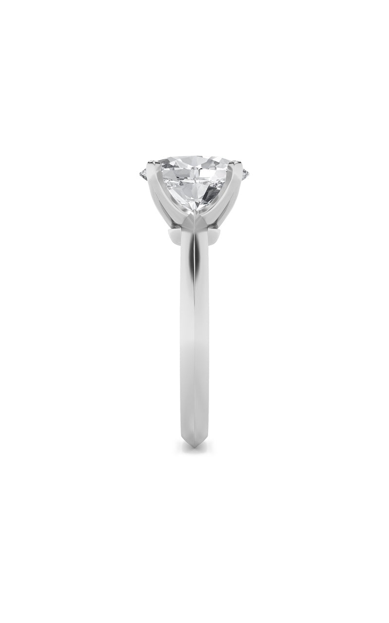 3CTW Oval Shaped Lab Grown Diamond (F/VS) Knife Edge Shank Solitaire Engagement Ring in 14K Gold