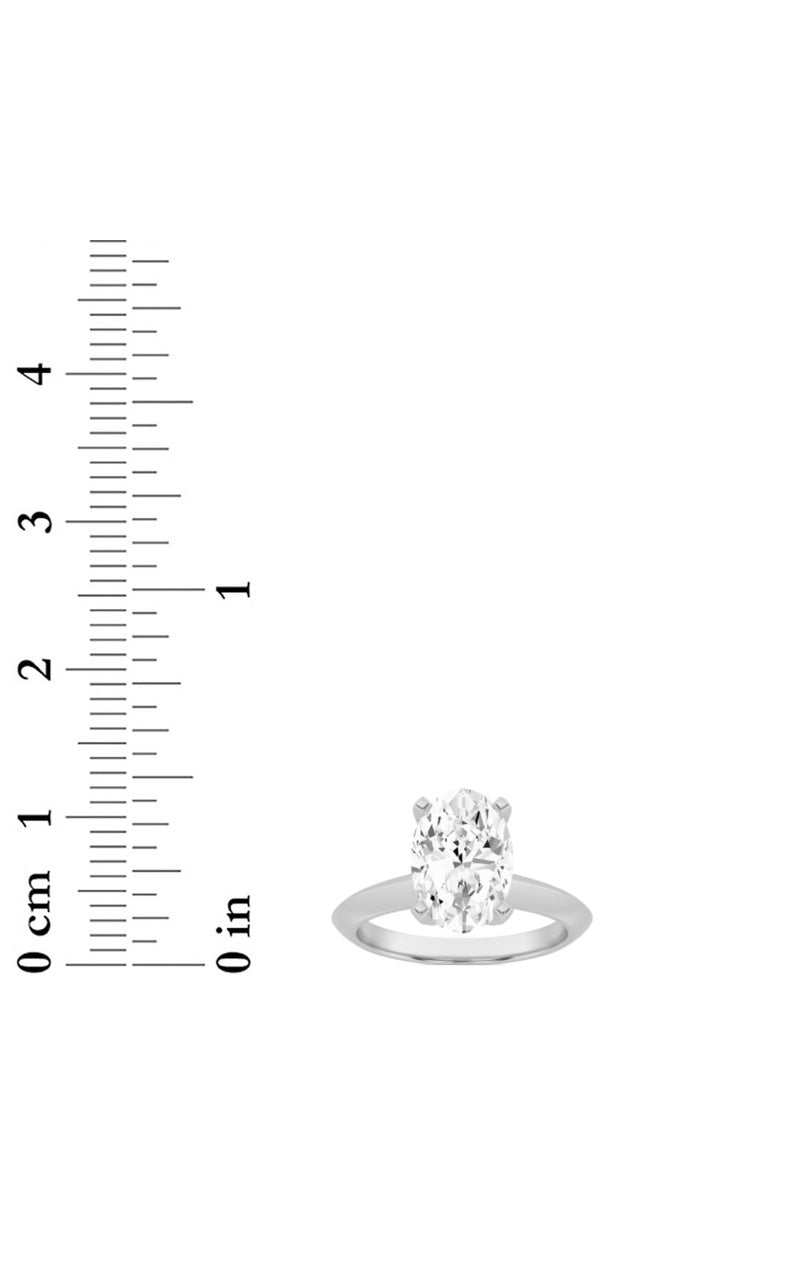 3Cttw Oval Shaped Lab Grown Diamond (F/VS) Knife Edge Shank Solitaire Engagement Ring in 14K Gold
