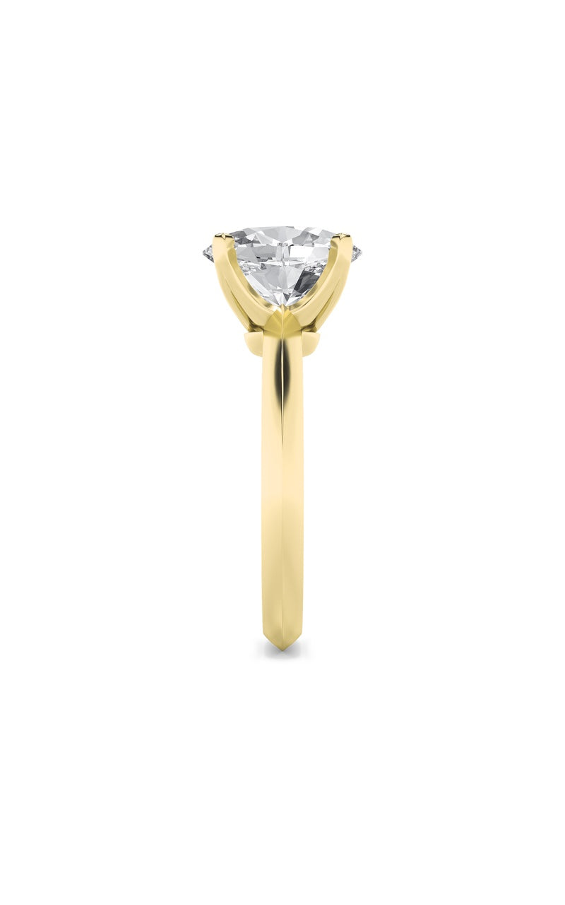 3CTW Oval Shaped Lab Grown Diamond (F/VS) Knife Edge Shank Solitaire Engagement Ring in 14K Gold