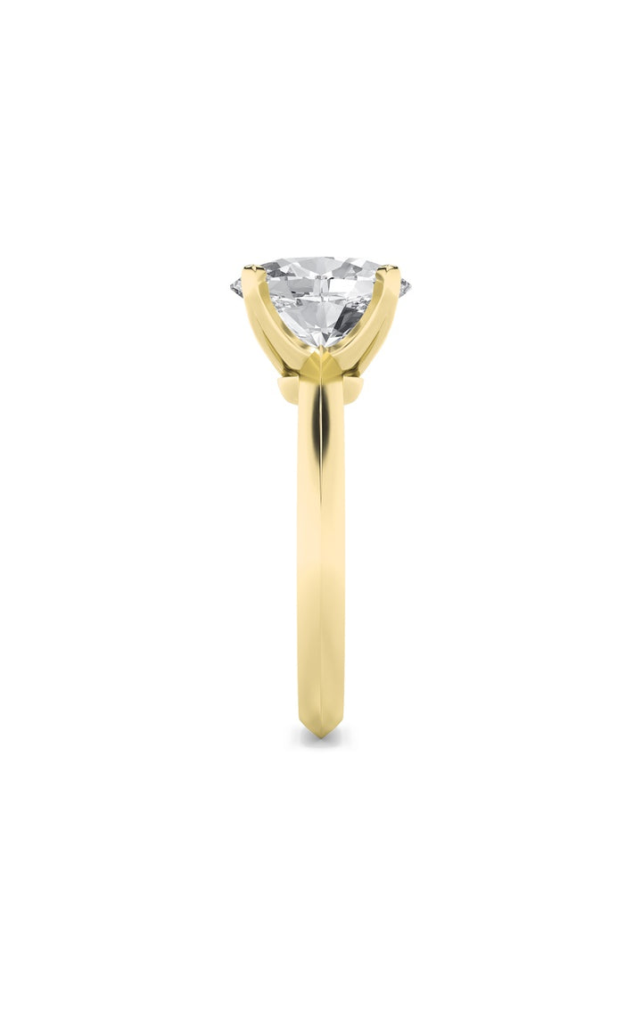3CTW Oval Shaped Lab Grown Diamond (F/VS) Knife Edge Shank Solitaire Engagement Ring in 14K Gold