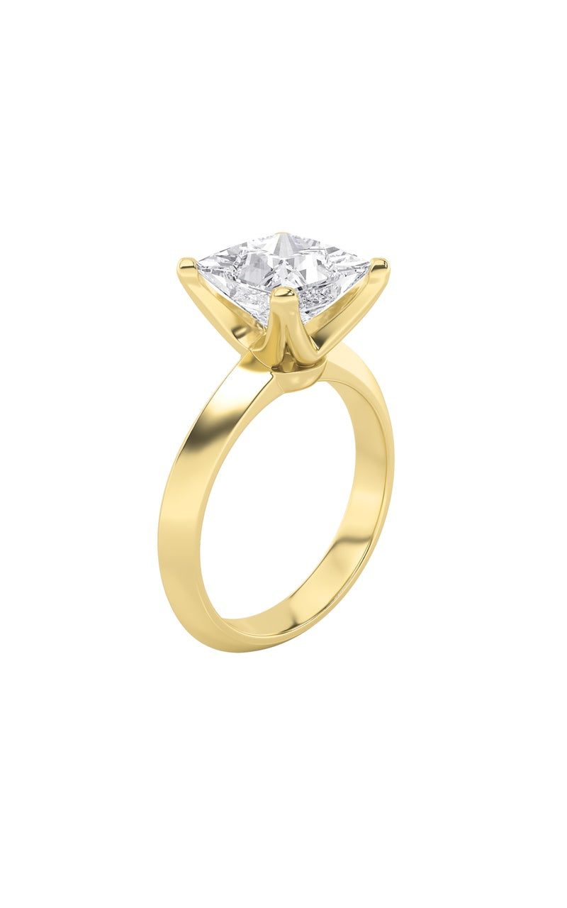 1CTW Princess Shaped Lab Grown Diamond (F/VS) Knife Edge Shank Solitaire Engagement Ring in 14K Gold