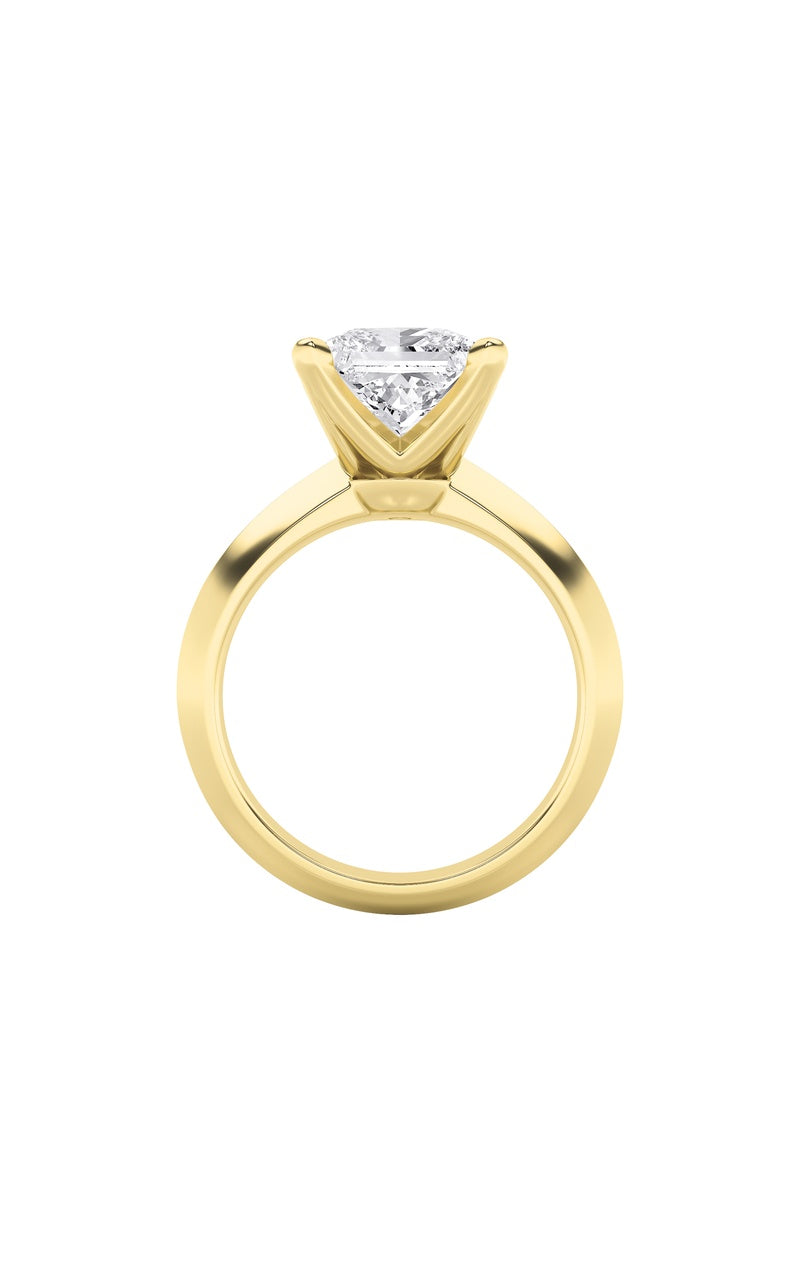 1CTW Princess Shaped Lab Grown Diamond (F/VS) Knife Edge Shank Solitaire Engagement Ring in 14K Gold