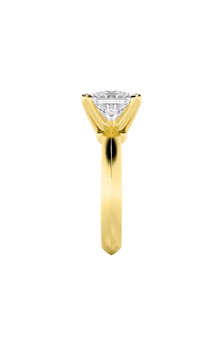 1Cttw Princess Shaped Lab Grown Diamond (F/VS) Knife Edge Shank Solitaire Engagement Ring in 14K Gold