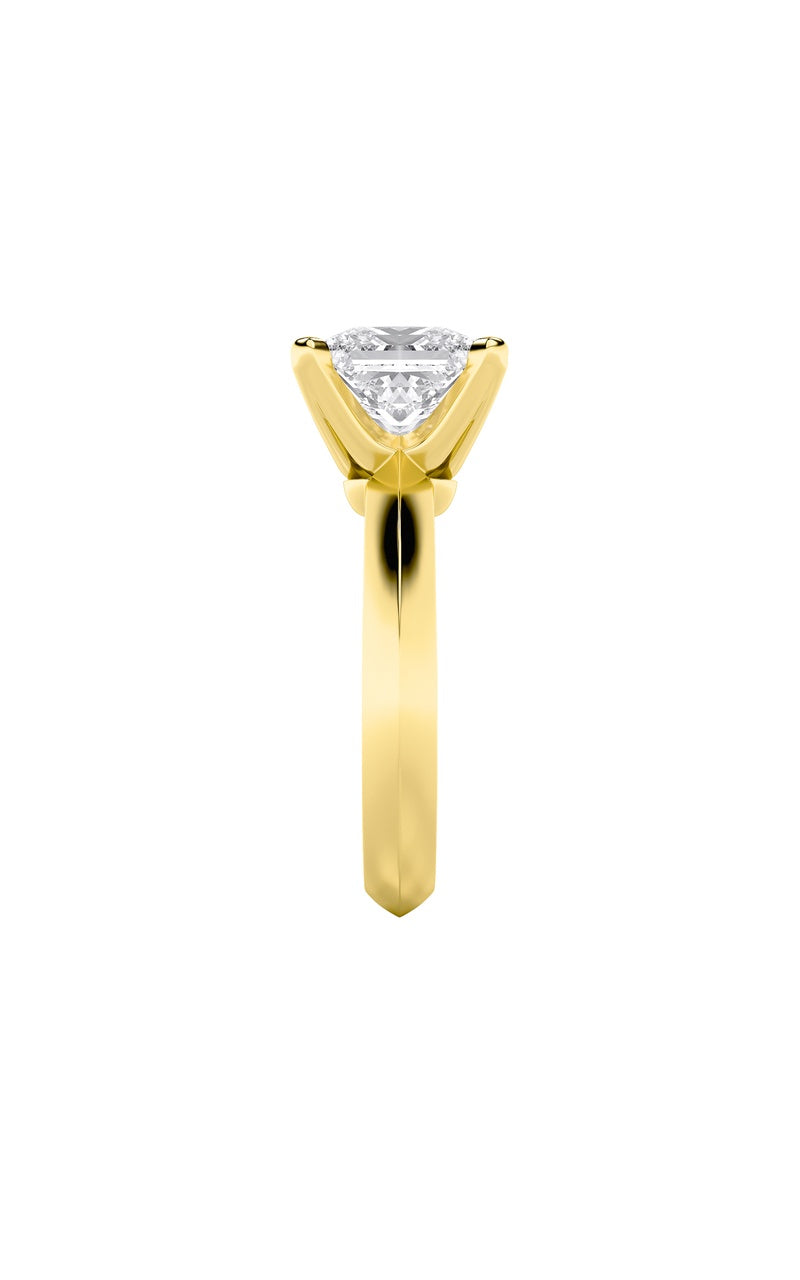 1Cttw Princess Shaped Lab Grown Diamond (F/VS) Knife Edge Shank Solitaire Engagement Ring in 14K Gold