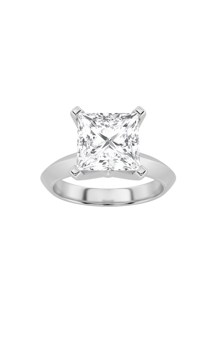 2CTW Princess Shaped Lab Grown Diamond (F/VS) Knife Edge Shank Solitaire Engagement Ring in 14K Gold