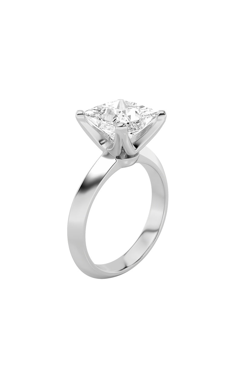 3CTW Princess Shaped Lab Grown Diamond (F/VS) Knife Edge Shank Solitaire Engagement Ring in 14K Gold