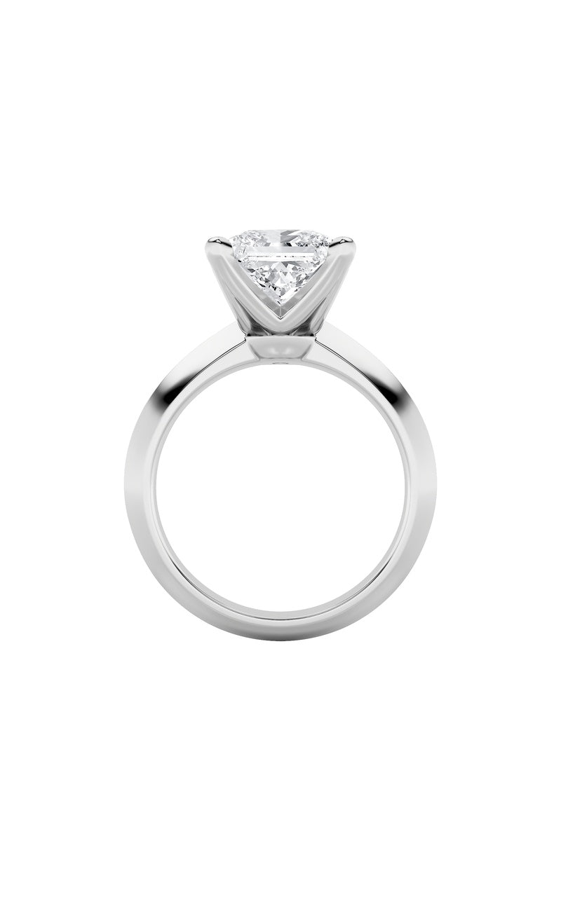 3Cttw Princess Shaped Lab Grown Diamond (F/VS) Knife Edge Shank Solitaire Engagement Ring in 14K Gold