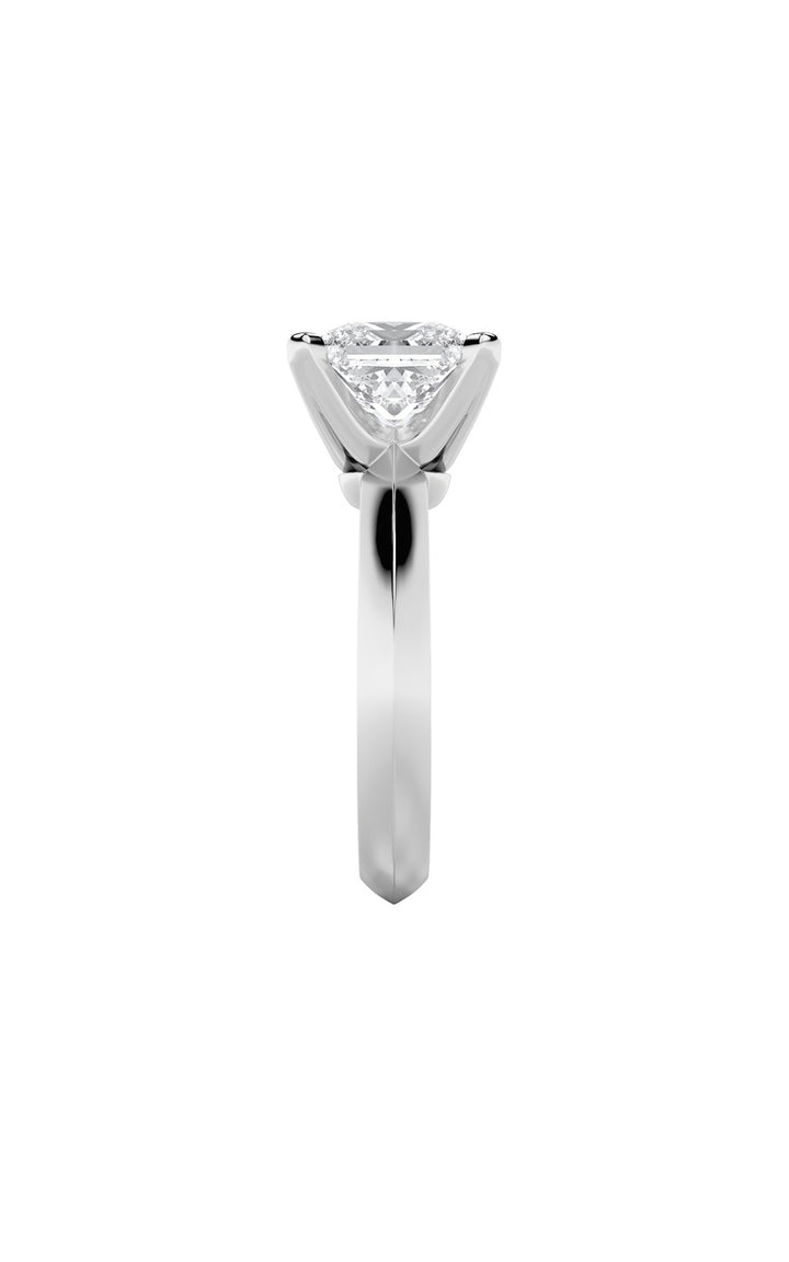 3CTW Princess Shaped Lab Grown Diamond (F/VS) Knife Edge Shank Solitaire Engagement Ring in 14K Gold