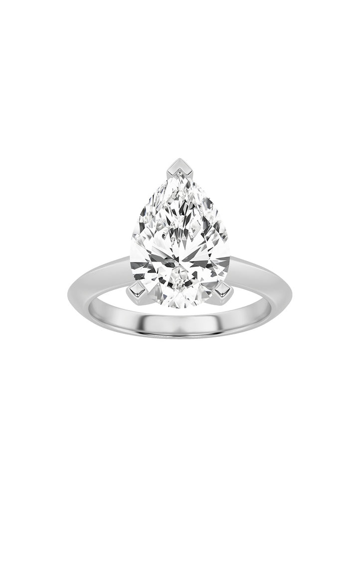 1CTW Pear Shaped Lab Grown Diamond (F/VS) Knife Edge Shank Solitaire Engagement Ring in 14K Gold