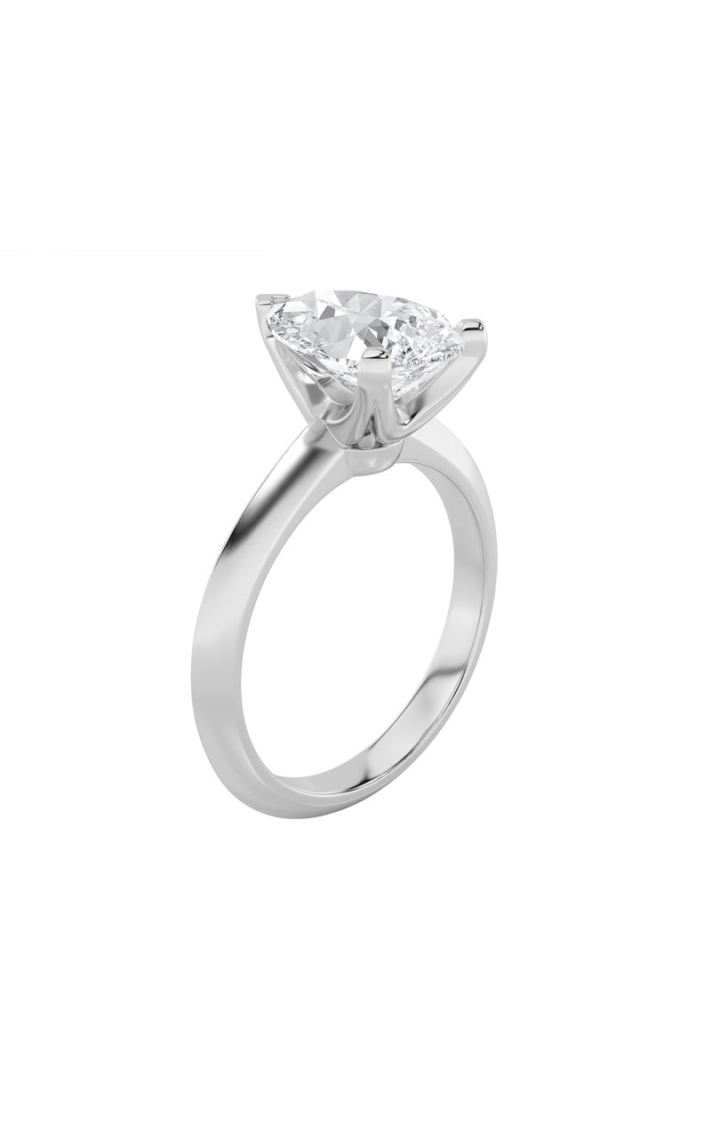 1CTW Pear Shaped Lab Grown Diamond (F/VS) Knife Edge Shank Solitaire Engagement Ring in 14K Gold